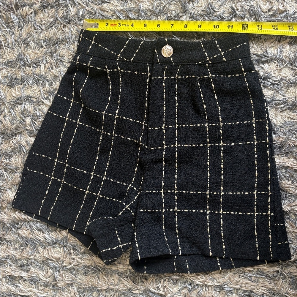 NWOT! Black Gold Windowpane Tweed Blazer & Short Set, Size XS - Picture 8 of 9